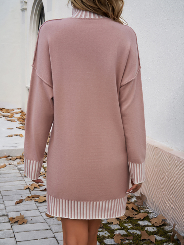 Contrast-Colour Panel Sweater Dress