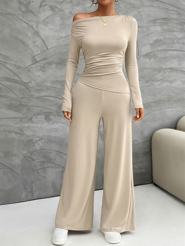 Women's Y2K Slim-Fit Long-Sleeve Top + Wide Leg Pants