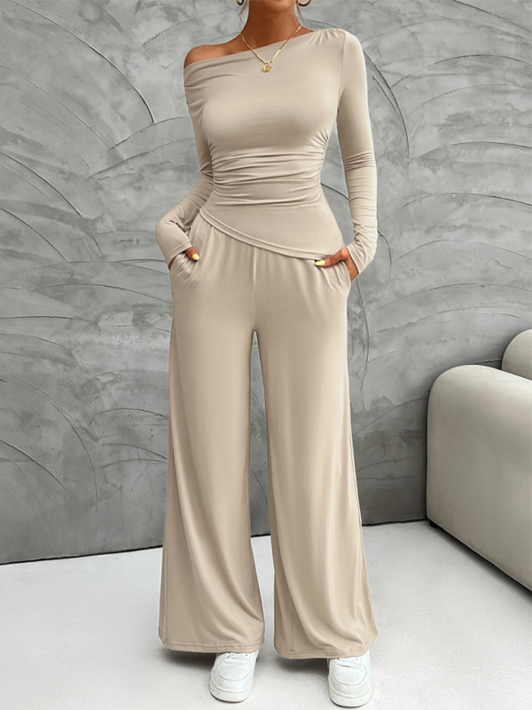 Women's Y2K Slim-Fit Long-Sleeve Top + Wide Leg Pants