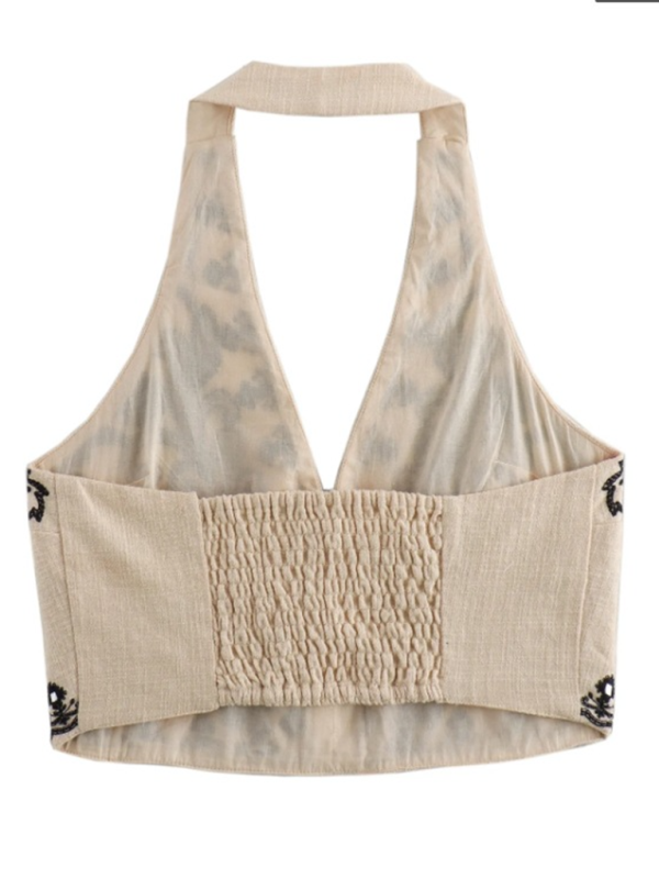 Ladies' Casual Embroidered Halter Top