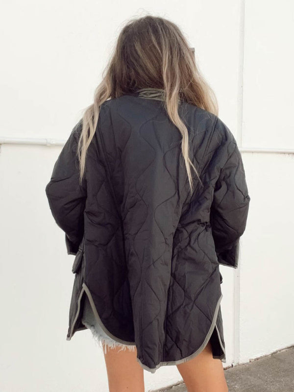 Loose Quilted Cotton Double-Patch Pocket Jacket