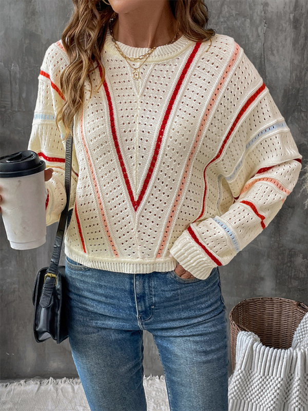 Striped Crew-Neck Pullover Sweater