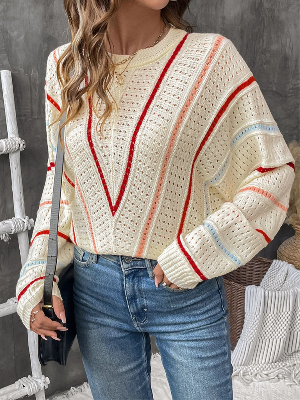 Striped Crew-Neck Pullover Sweater