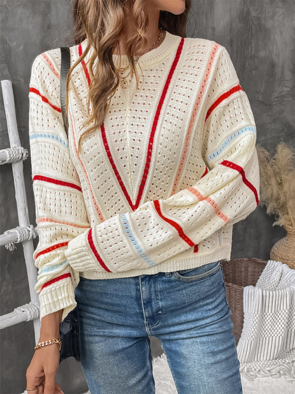 Striped Crew-Neck Pullover Sweater