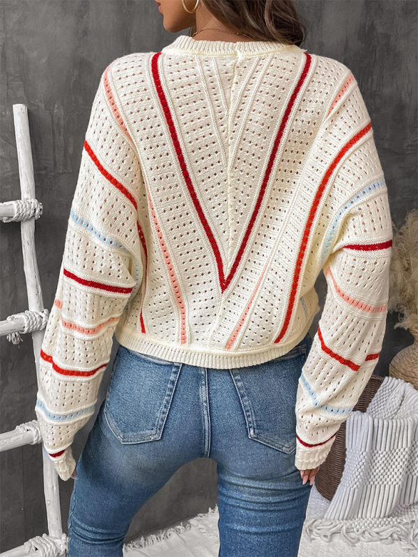 Striped Crew-Neck Pullover Sweater