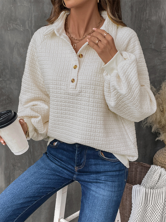 Loose solid color textured casual all-match pullover sweatshirt