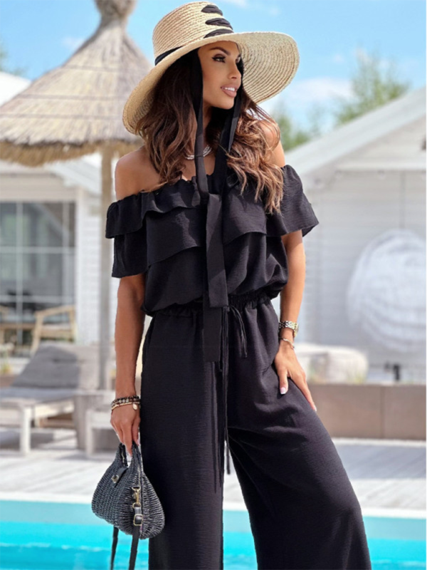 Wide-Leg Solid-Colour Jumpsuit