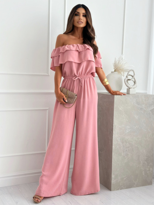 Wide-Leg Solid-Colour Jumpsuit