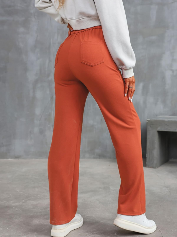 Women's High-Waist Button Straight-Leg Trousers