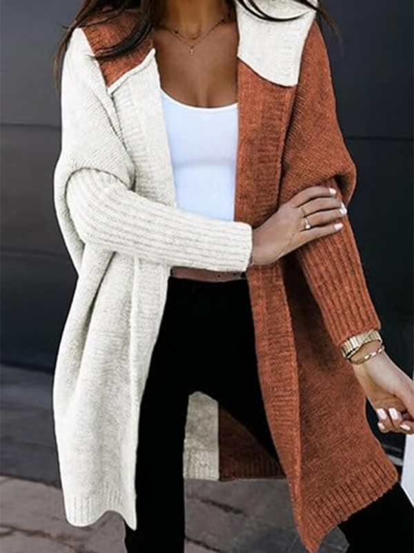 Open Loose Knitted Hooded  Cardigan Sweater