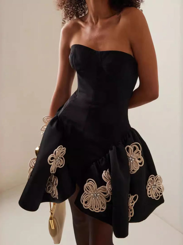 Romantic Floral Bandage Dress With Tutu Tutu
