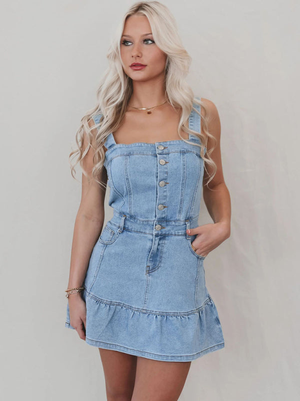 New Suspender Hottie Denim Mini Dress
