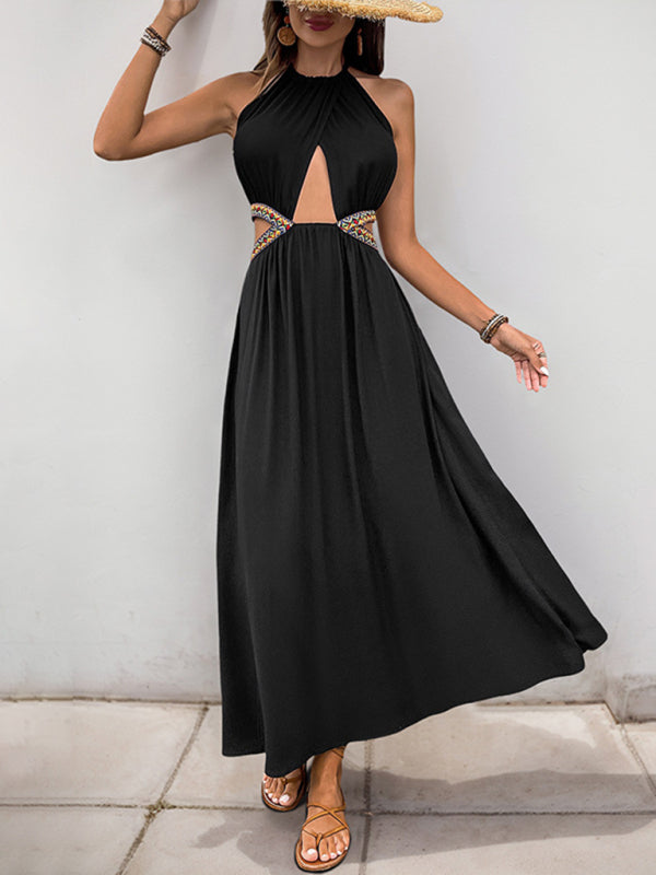 Hollow Waist-Baring Long Dress