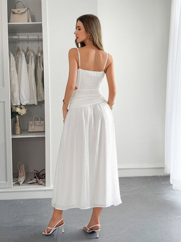 Vacation deep V sleeveless long dress