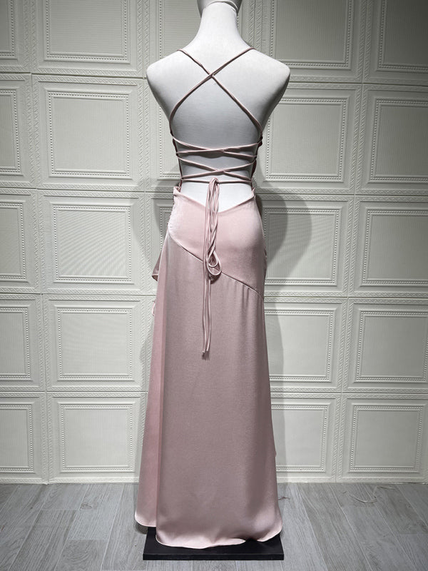 Ruffled Irregular-Hem Halter Dress