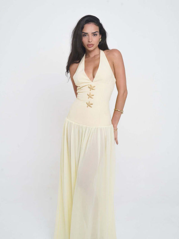 New fashion sexy hot girl starfish decoration splicing lace long dress