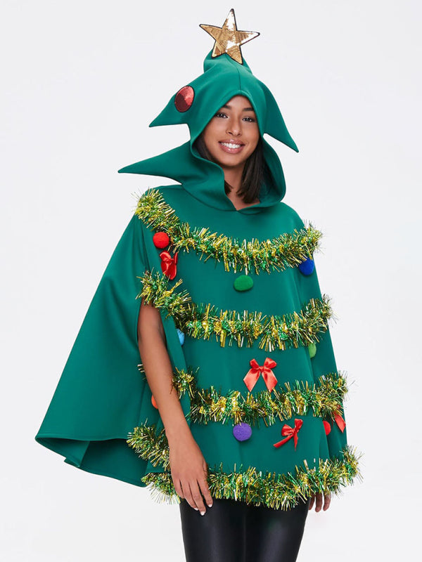 Holiday Costume Hooded Christmas Tree Cape