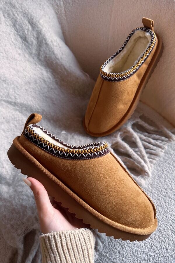 Camel Cosy Slip-On Mules