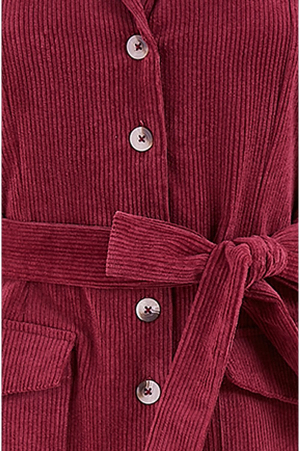 Burgundy Cord Midi Shirt Dress
