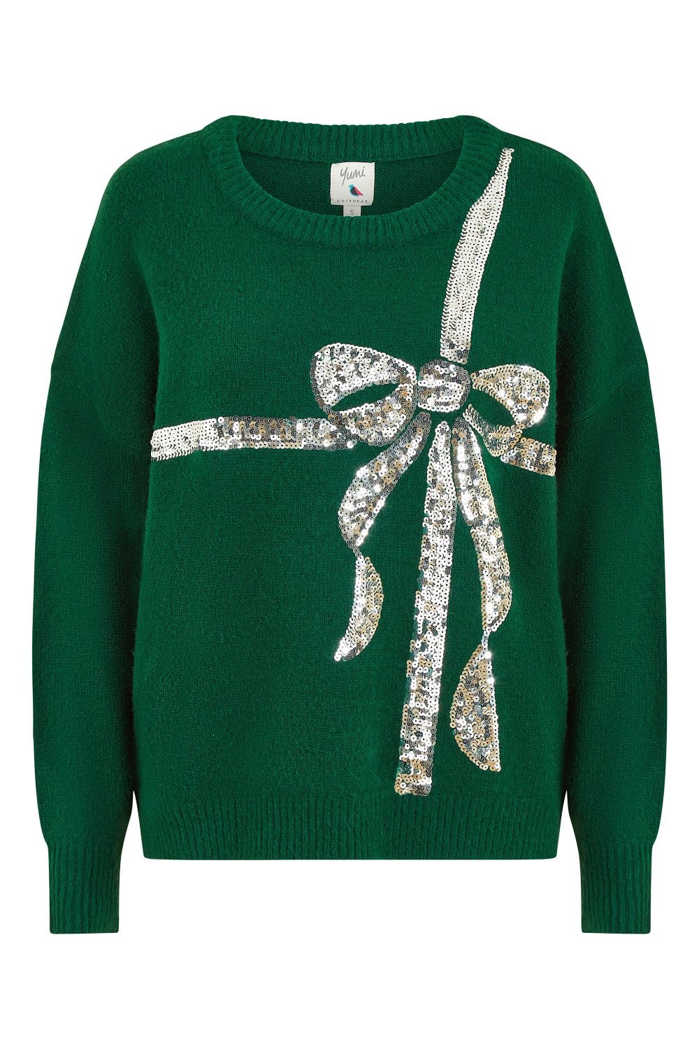 Green Sequin Bow Knitted Jumper