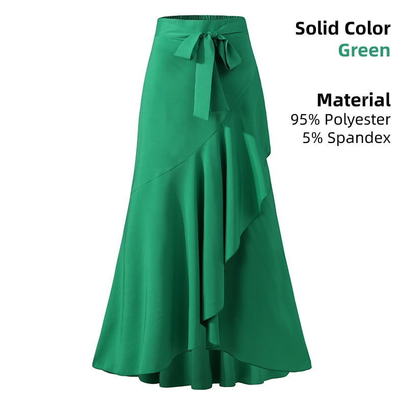 Casual Street Ruffles Party Maxi Jupes Long Skirt