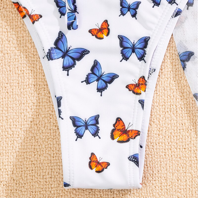 In-X Butterfly Print Swimsuit - 3-Piece Set Micro-Brazilian Bikini. String Bathing Suit