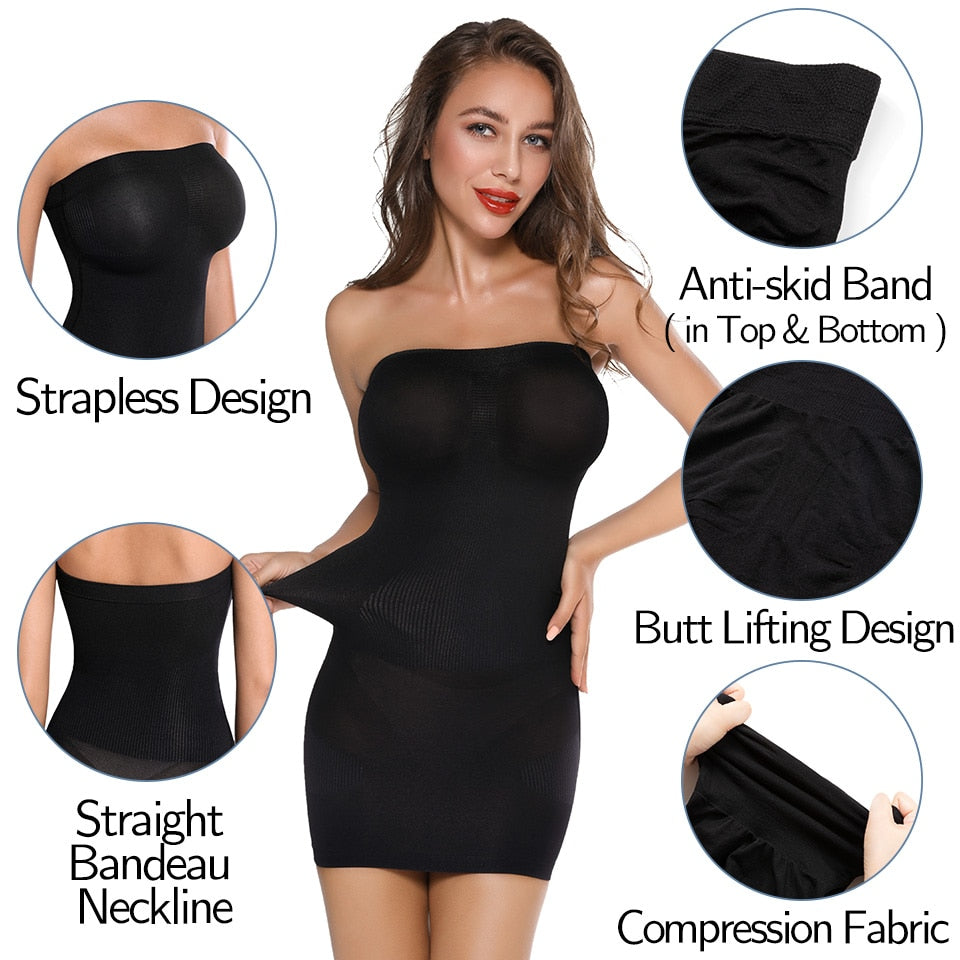 Strapless Shapewear. Tummy Control Slips. Full Body Shaper. Seamless Underwear.