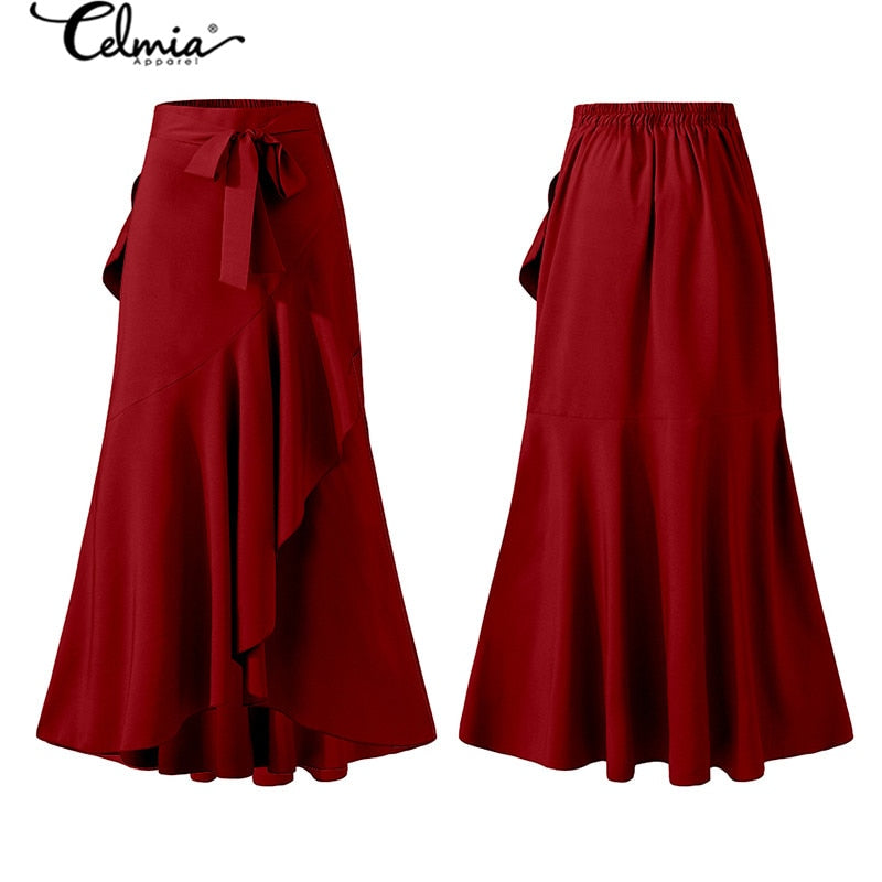 Casual Street Ruffles Party Maxi Jupes Long Skirt