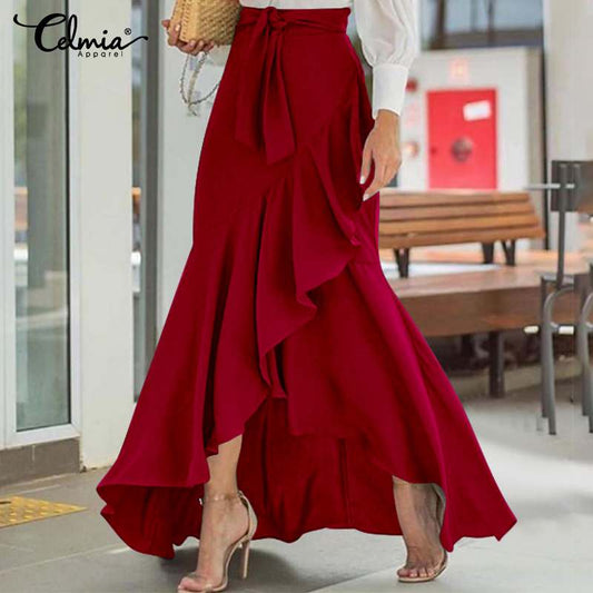 Casual Street Ruffles Party Maxi Jupes Long Skirt