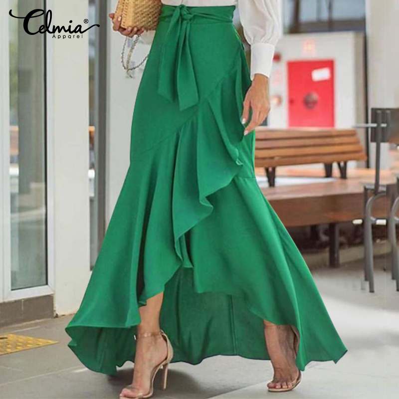 Casual Street Ruffles Party Maxi Jupes Long Skirt