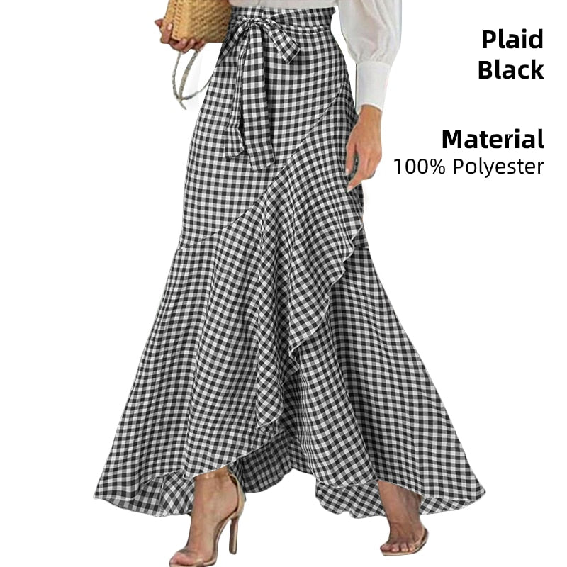 Casual Street Ruffles Party Maxi Jupes Long Skirt