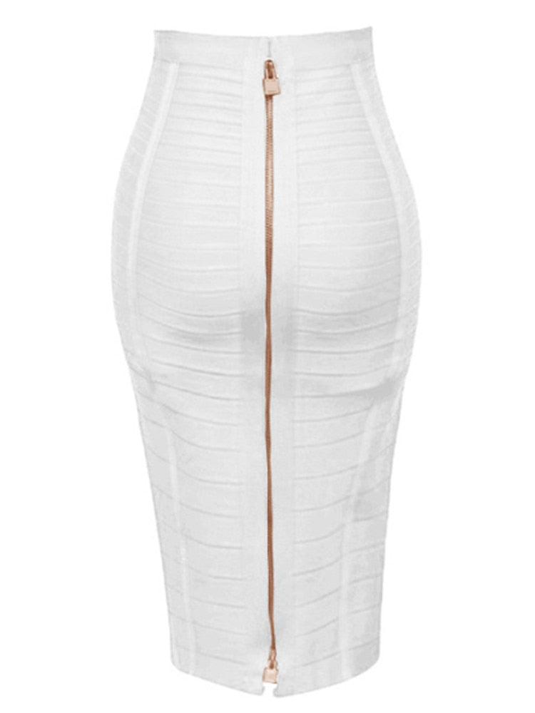 Sexy Solid Elastic Zipper Bodycon Pencil Skirt. 58cm length. 16 Colours.